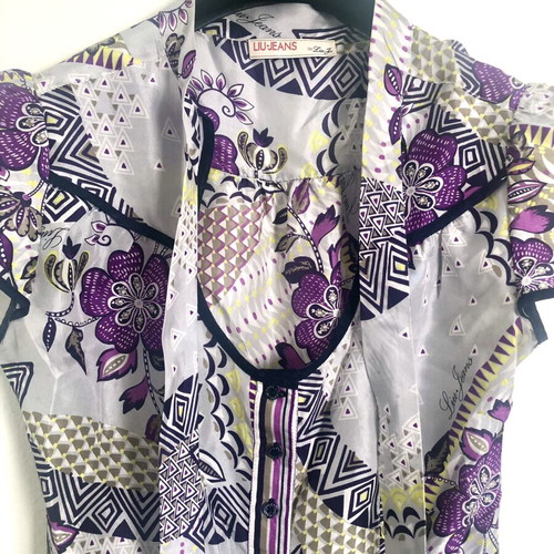 Liu Jo Silk Shirt XS with Geometric Floral Print new