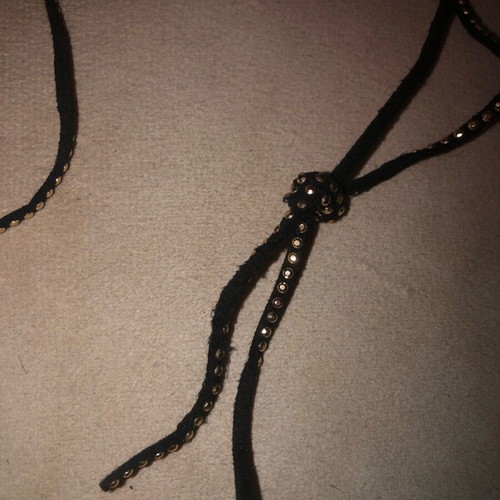 Minimal black suede necklace like new with small gold studs
