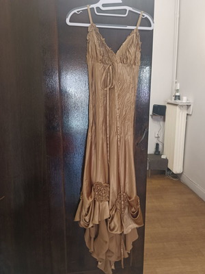 On Line satin dress, gold, size S