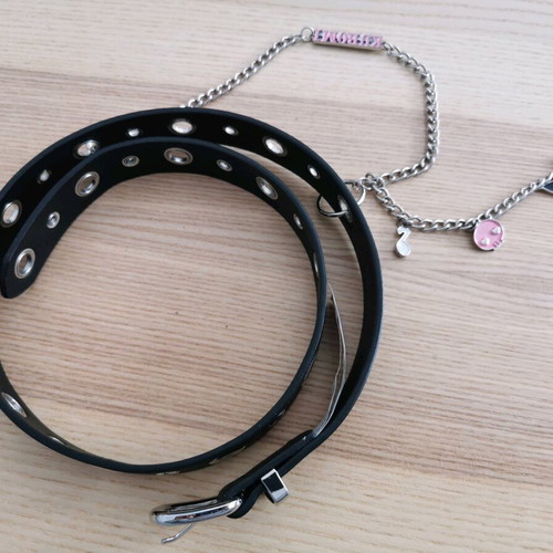 Kuromi New Accessories Belt and 925° Silver Earrings