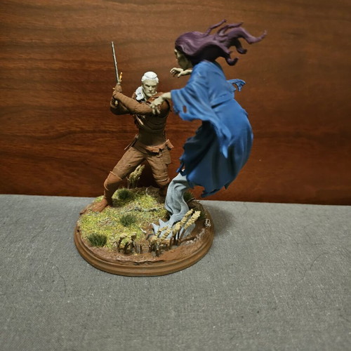 Witcher diorama hand-painted, 15 cm height