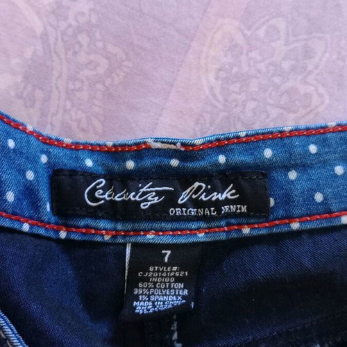 Polka Dot Jeans like new, white and blue