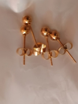Stud earrings new, gold color, surgical steel, 2 pairs