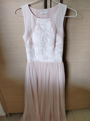 Long romantic dress soft pink new, size 36