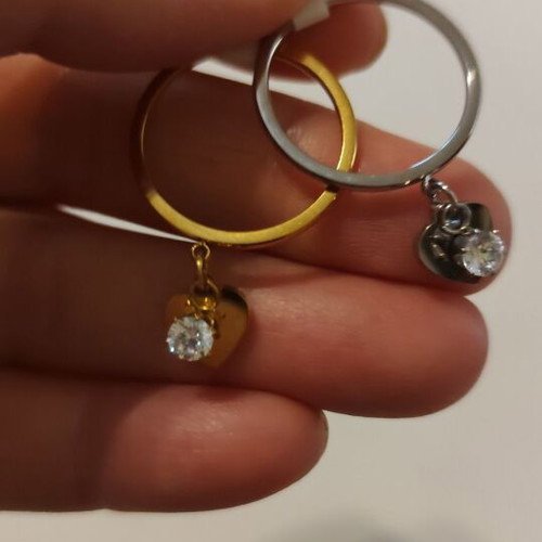 Rings new stainless steel in gold and silver color with heart and rhinestone