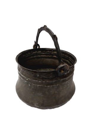 Antique Copper Cauldron 19th Century Hand-Hammered Used