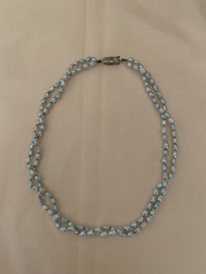 Necklace natural freshwater pearl double strand new gray