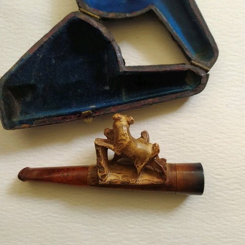 19th Century Carved Wooden Pipe Used, Riki Wood