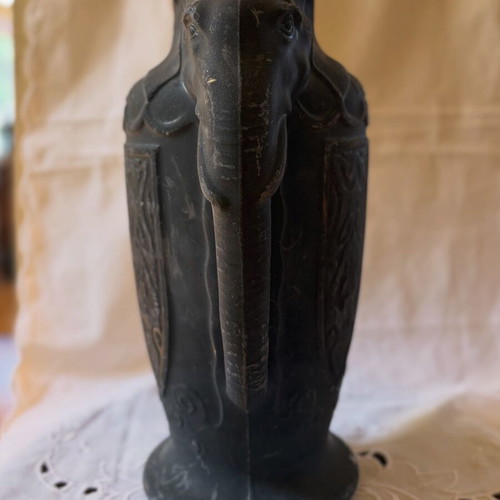 Antique German Art Nouveau Lavinite Elephant Vase used