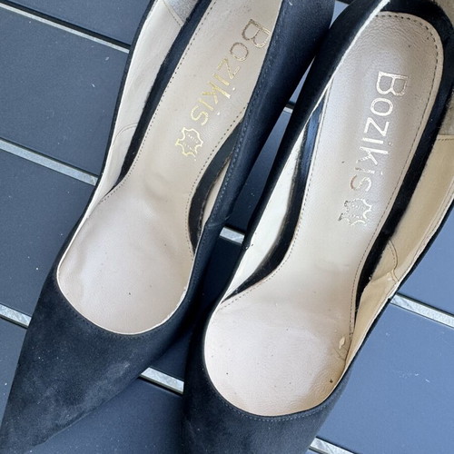 Bozikis black suede pumps size 41 used, high heel 11.5 cm