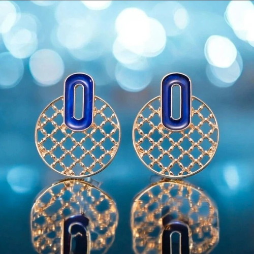 Earrings new blue and gold