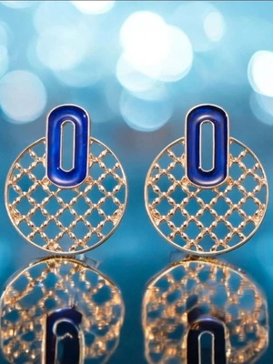 Earrings new blue and gold