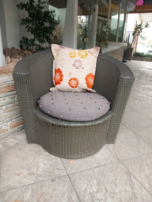 Outdoor armchairs like new with cushions for veranda or garden