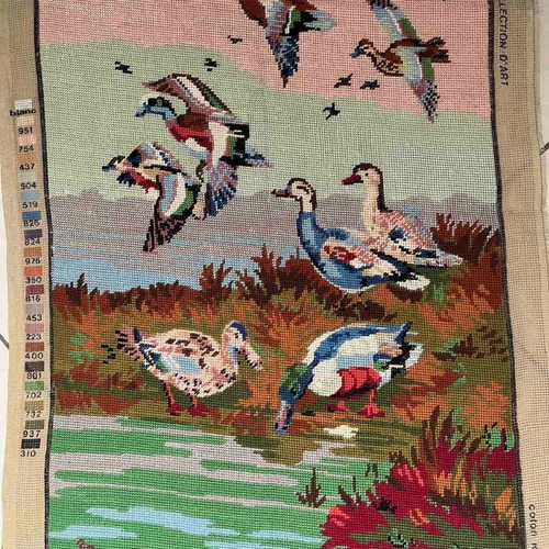 Handmade embroidery "Wild Ducks at the Lake" like new