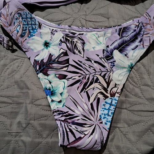 Printed bikini slip like new, size S, purple and turquoise