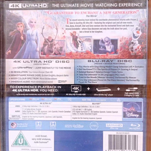 Frozen 2 4K Blu-Ray movie like new