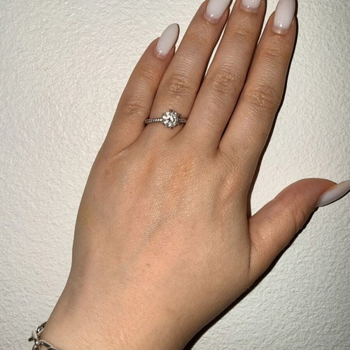 Pandora Solitaire Ring Silver 925 with CZ size 48 like new