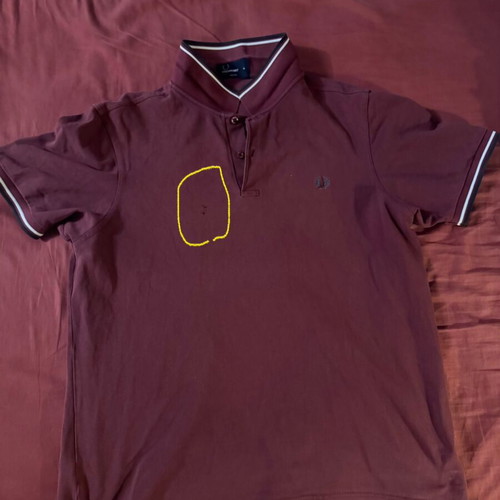 Fred Perry polo shirt used, size L/XL, burgundy with small holes