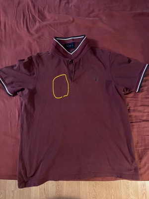 Fred Perry polo shirt used, size L/XL, burgundy with small holes