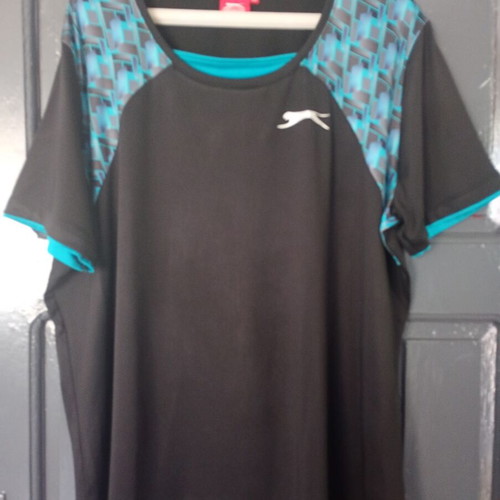 Slazenger women's sports t-shirt, black with turquoise accents, XXL