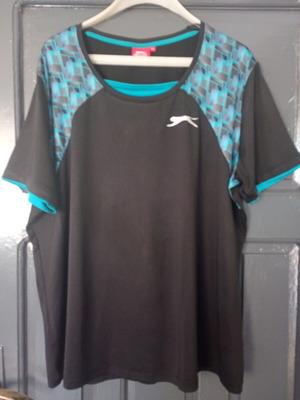 Slazenger women's sports t-shirt, black with turquoise accents, XXL