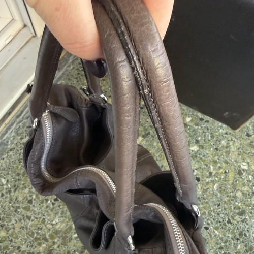 Leather vintage shoulder bag used, brown, large size