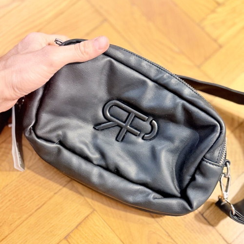 Black crossbody bag new with silver zippers