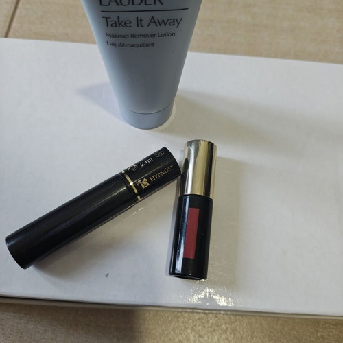Lancôme mascara, Yves Saint Laurent lip gloss, Estee Lauder makeup remover travel size new