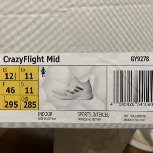 Adidas Crazy Flight Mid athletic shoes like new, white, size 46