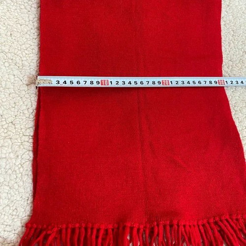 Knitted red scarf used, 150 cm length