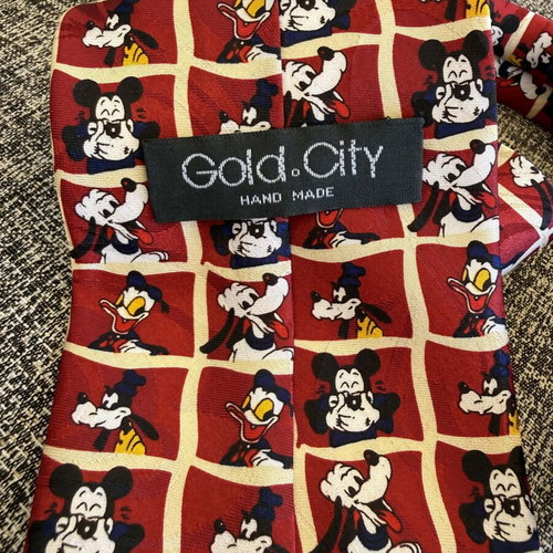 Gold City Disney vintage silk tie red used
