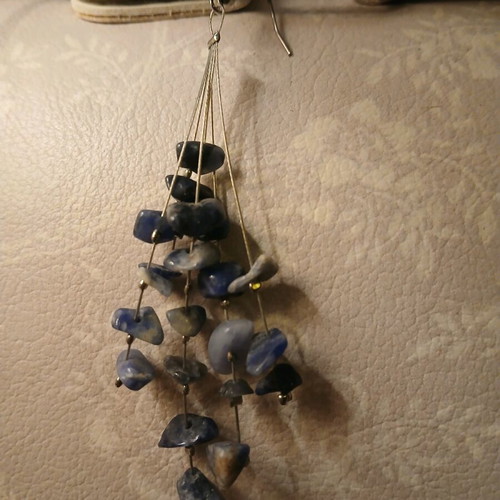 Handmade earrings new with wire and blue shade stones