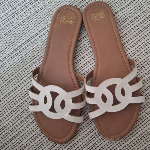Flat sandals size 40 used, white