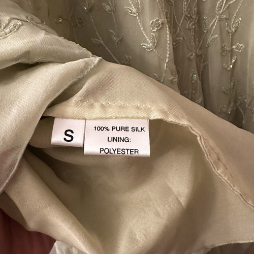 Floyd 100% Silk Dress Brand New, Hand-Beaded Pale Green Size S
