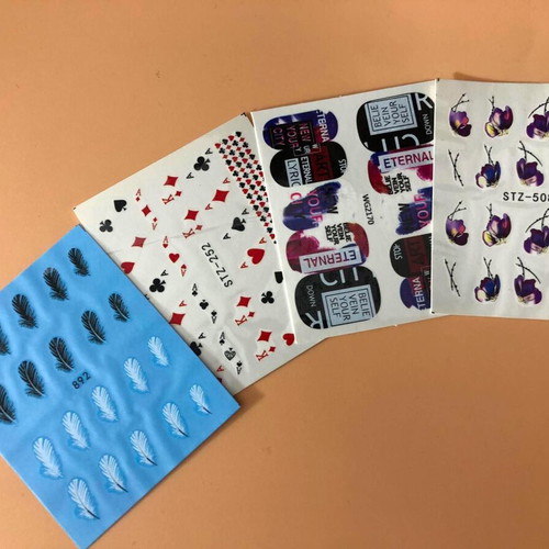 Water Nail Stickers Set of 4 New Full Nail