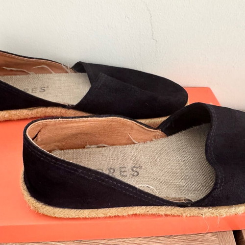 Suede espadrilles like new, size 38, black-blue