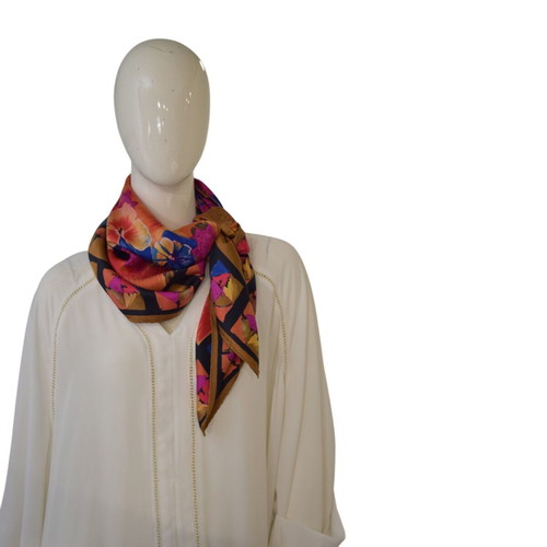 Lanvin Paris Vintage Silk Floral Square Scarf like new