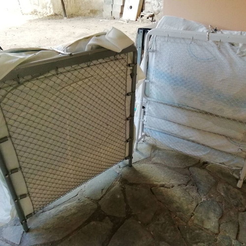 Folding iron beds used, set of 2 with mattresses included