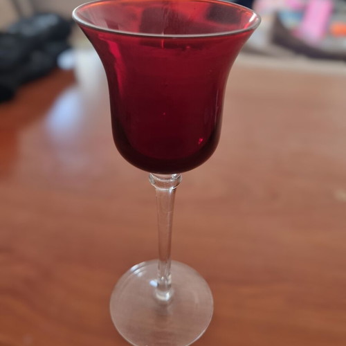 Red glass goblet like new