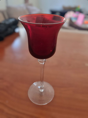 Red glass goblet like new