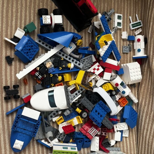 Lego airplane blocks and figures & Ausini City Mini Helicopter, 33 pieces