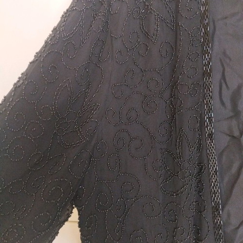 Embroidered jacket used, silk, black, size 5XL