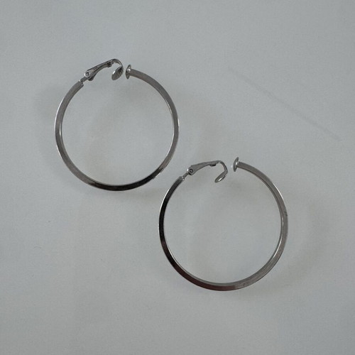 Large Silver Hoop Earrings with Clip new
