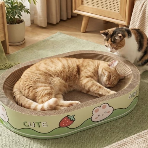 Large cardboard cat scratcher bed new 40x60x9 cm green design