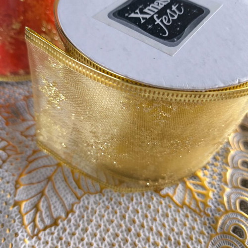 Christmas ribbons new, set of 2 with purple glitter