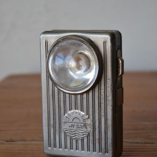 MY DAY vintage flashlight used 1950s–60s metal collectible