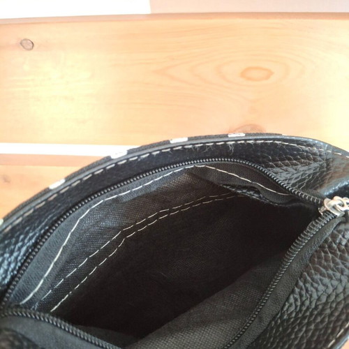 Crossbody bag used, black and white polka dot
