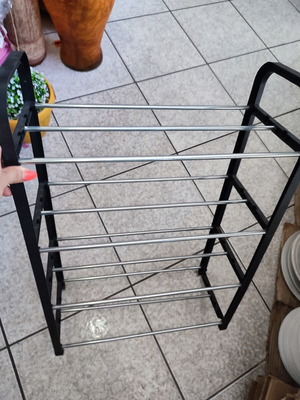 Metal Shoe Rack with 4 Shelves, Black and Silver, New
