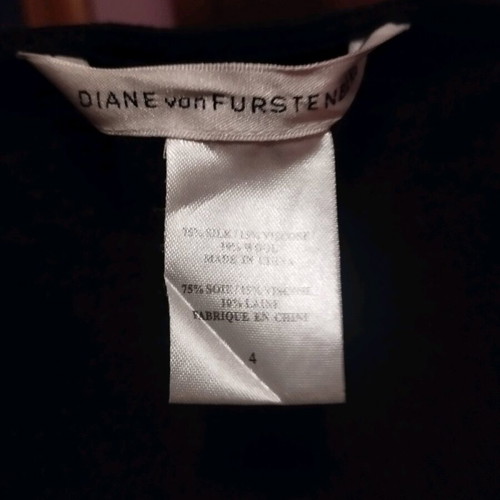 Diane Von Furstenberg Black Silk Dress Like New