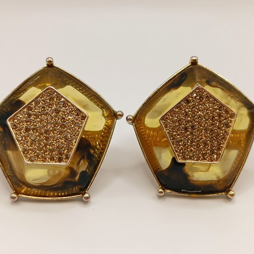 Uterqüe vintage gold geometric statement clip-on earrings used